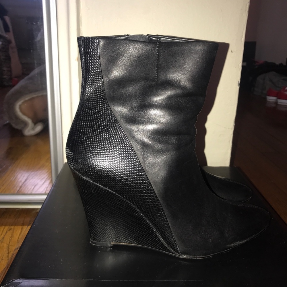 Black leather boots